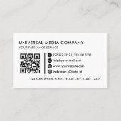 Carte De Visite Professionnel noir et blanc personnalisable (Dos)