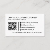 Carte De Visite Professionnel noir et blanc personnalisable (Dos)