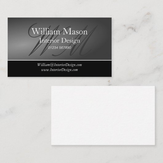 Carte de visite professionnel noir et gris (Devant / Derrière)