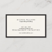 Carte de visite professionnel noir et ivoire (Dos)