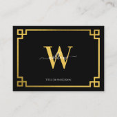 Carte De Visite Professionnel Noir et Or Clé grecque Médias sociau (Devant)