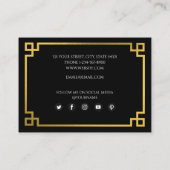 Carte De Visite Professionnel Noir et Or Clé grecque Médias sociau (Dos)