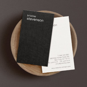 Carte De Visite Professionnel Noir Moderne Minimaliste Faux Linen