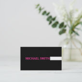Carte De Visite Professionnel noir moderne rose chaud (Debout devant)