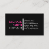 Carte De Visite Professionnel noir moderne rose chaud (Dos)