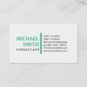 Carte De Visite Professionnel Océan Vert Moderne Blanc clair (Dos)