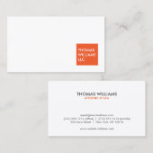 CARTE DE VISITE professionnel ORANGE CARRÉ MODERNE (Devant / Derrière)