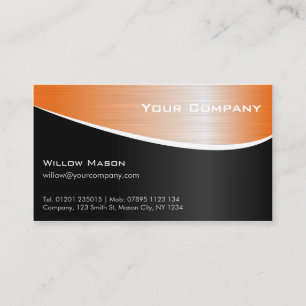 Carte de visite professionnel Orange Steel Effet