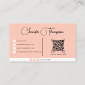 Carte De Visite Professionnel Pale Orange Script QR Code (Dos)