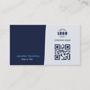Carte De Visite Professionnel personnalisé QRCode Photo Dark Blue 