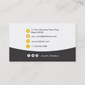 Carte De Visite Professionnel personnalisé QRCode photo gris jaune (Dos)