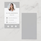 Carte de visite professionnel Photo Grey Silver (Devant / Derrière)