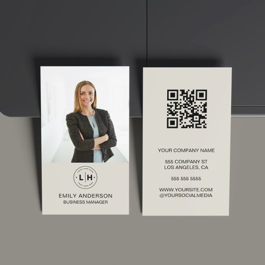 Carte de visite professionnel photo QR minime