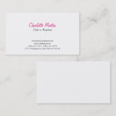 Carte De Visite Professionnel Pink White Manager Consultant Chef (Devant / Derrière)