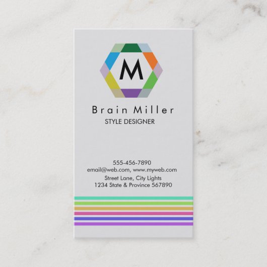 Carte De Visite Professionnel Plain Élégant Moderne Simple Hexagon (Devant)