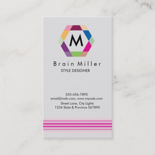 Carte De Visite Professionnel Plain Élégant Moderne Simple Hexagon (Devant)