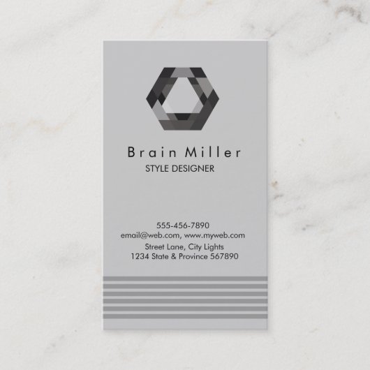 Carte De Visite Professionnel Plain Élégant Moderne Simple Hexagon (Devant)