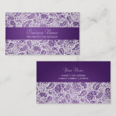 Carte De Visite Professionnel pourpre de Paisley de mode (Devant / Derrière)