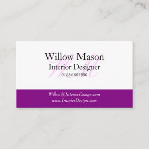 Carte de visite professionnel pourpre et blanc