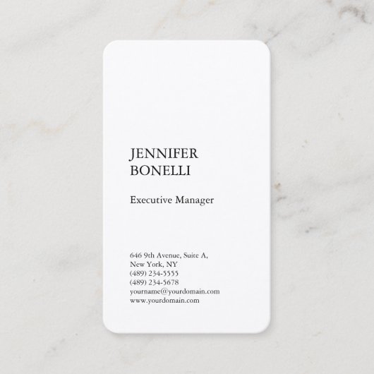 Carte De Visite Professionnel Premium Silk Plain Moderne (Devant)