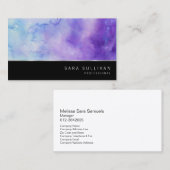 Carte de visite professionnel Purple Blue Watercol (Devant / Derrière)