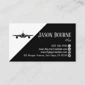 Carte De Visite Professionnel QR Code Aviation Employé noir blanc (Devant)