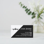 Carte De Visite Professionnel QR Code Aviation Employé noir blanc (Debout devant)