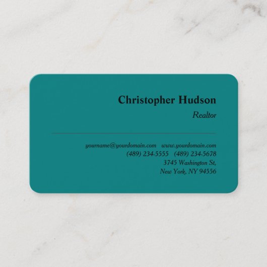 Carte De Visite Professionnel Réaltor Immobilier Turquoise bleu (Devant)