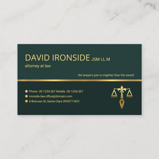 Carte De Visite Professionnel Retro Gold Line AvocatThe (Devant)