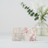 Carte De Visite Professionnel Romantique, Fleurs, Texture de Bois (Debout devant)