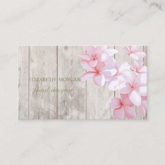 Carte De Visite Professionnel Romantique ,Fleurs,Texture de Bois (Devant)