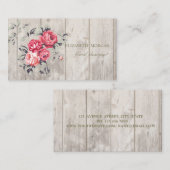 Carte De Visite Professionnel romantique, Fleurs, Texture en bois (Devant / Derrière)