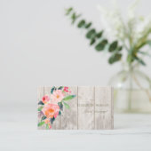 Carte De Visite Professionnel romantique, Fleurs, Texture en bois (Debout devant)