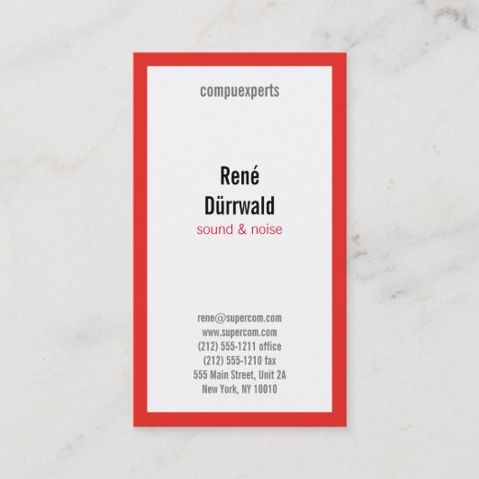 Carte De Visite Professionnel rouge blanc noir (Devant)