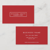 Carte De Visite Professionnel Rouge clair Élégant Simple Moderne (Devant / Derrière)