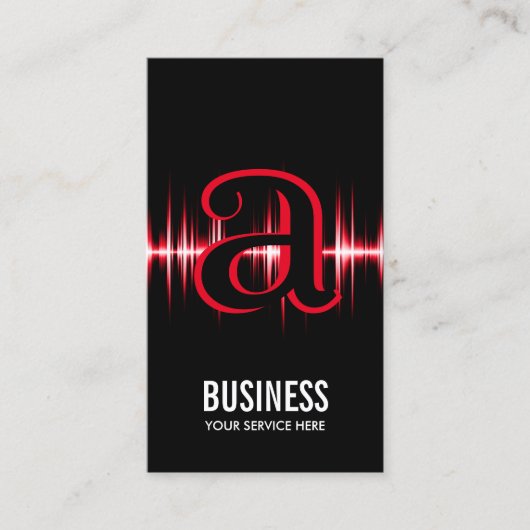 Carte De Visite Professionnel rouge d'impulsion de monogramme (Devant)