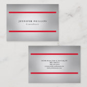 Carte De Visite Professionnel Rouge Métallé Gris Original (Devant / Derrière)