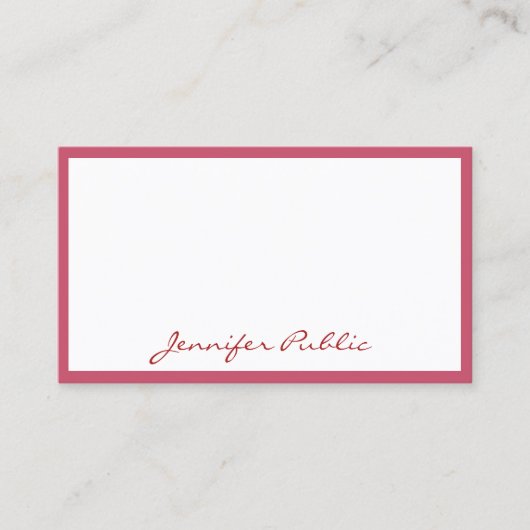 Carte De Visite Professionnel Rouge moderne Nom manuscrit Modèle (Devant)