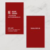 Carte De Visite Professionnel rouge simple moderne de monogramme (Devant / Derrière)