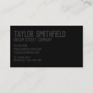Carte de visite professionnel Rustic Matte Black