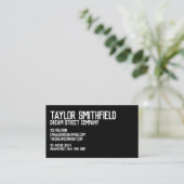 Carte de visite professionnel rustique blanc et no (Debout devant)