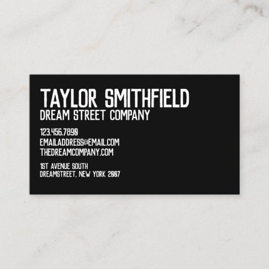 Carte de visite professionnel rustique blanc et no (Devant)