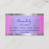 Carte De Visite Professionnel Silver Grey encadré Élégant rose ble (Dos)