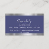 Carte De Visite Professionnel Silver Grey encadré Elégante Marine (Dos)