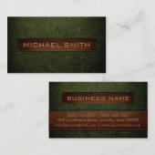 Carte De Visite Professionnel simili cuir vert d'armée (Devant / Derrière)