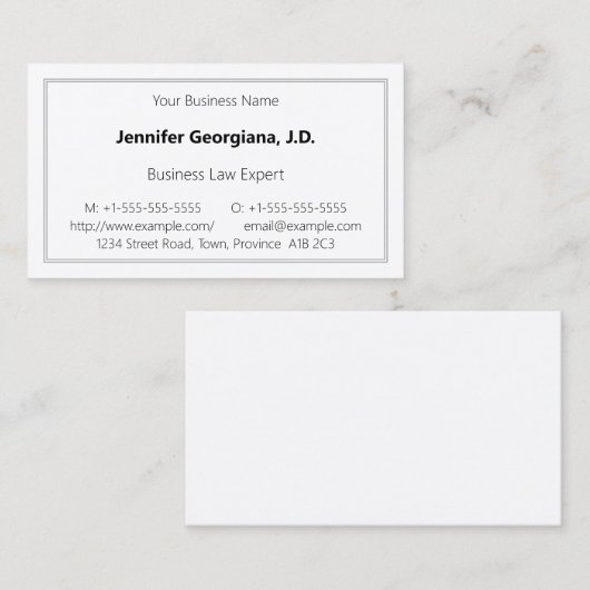 Carte de visite professionnel simple (Devant / Derrière)