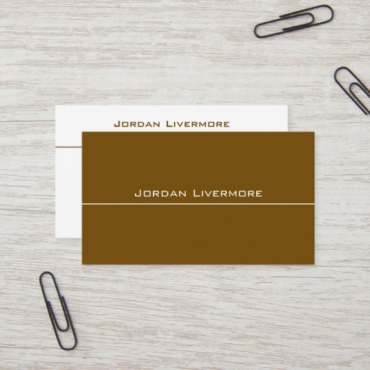 Carte De Visite Professionnel, Simple, Basic, Sepia Brown Moderne (Devant/Arrière en situation)