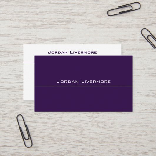 Carte De Visite Professionnel, Simple, Basic, Violet & Blanc Moder (Devant/Arrière en situation)