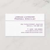 Carte De Visite Professionnel, simple, basique, prune et blanc Mod (Dos)