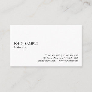 Carte De Visite Professionnel simple blanc moderne élégant simple